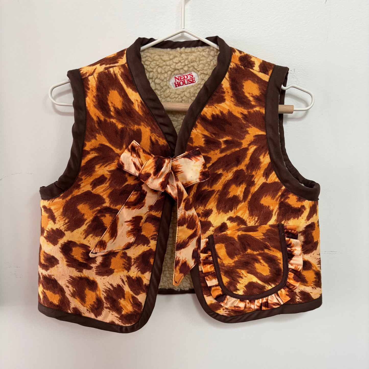 Leopard fleece vest - size 2 (reversible!)